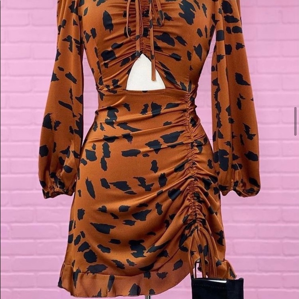 leopard ruffle dress
